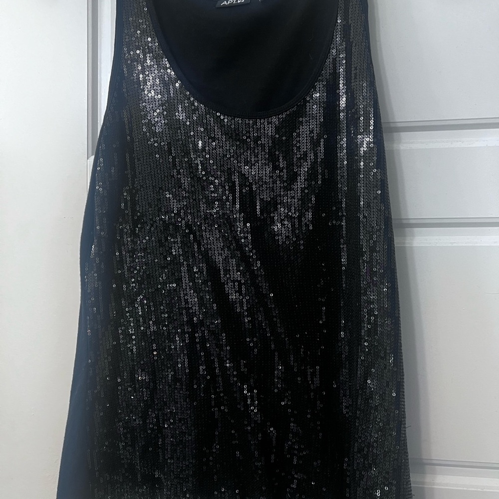 Apt. 9 Shimmering Black Sequin Tank Top